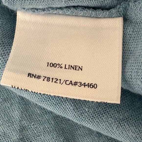 Eileen Fisher Linen Blouse V-neck Size Small Solid Blue - Picture 7 of 7